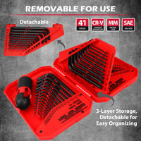 SEDY 32-Piece Hex Key Wrench Set, Metric and SAE Allen Wrenches (0.028-3/8 inch, 0.7-10 mm) L Shape Allen Keys, Chrome Vanadium Steelwith 2x Extension Handle