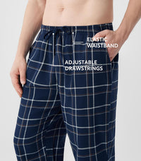 DAVID ARCHY Men's Flannel Pajama Pants, Soft & Cozy Cotton Pajama Pants, Lightweight Plaid Pants for Men with Pockets 2-Pack