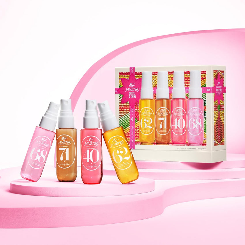 SOL DE JANEIRO Spritz & Shine Cheirosa Perfume Mist Set | Amazon Exclusive | Perfume Mist Discovery Set of 4 | Holiday Gift Set | $48 Value