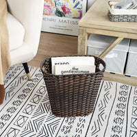 GRANNY SAYS Wicker Trash Can, Bathroom Trash Can with Handles, Wicker Waste Basket for Bathroom, Waste Basket for Bedroom, Decorative Wicker Wastebasket, 19 Liters/5 Gallons, 1-Pack Dark Brown