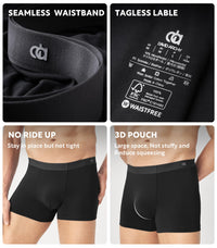 DAVID ARCHY Men's Underwear Trunks Modal Support Pouch Ultra Soft Breathable Seamless Underwear for Men 4 Pack