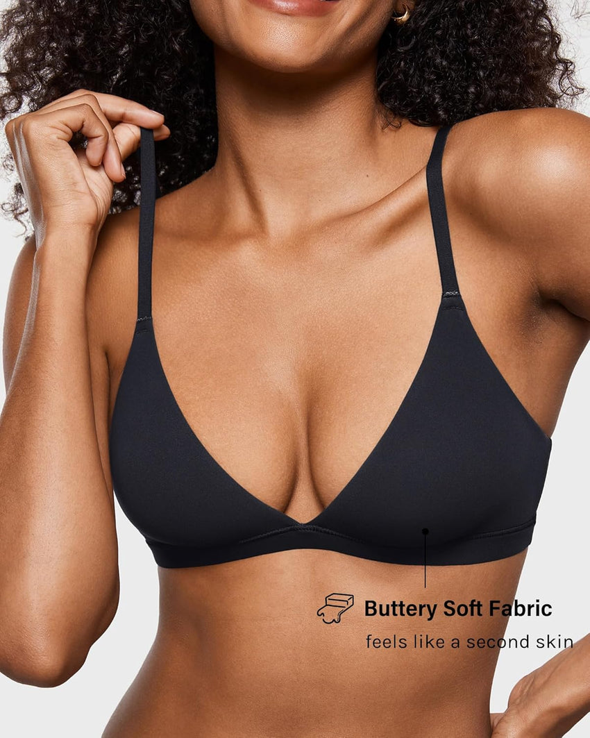 INLYRIC Women's Inbarely Triangle Bralette Plunge Unlined Seamless Bra No Underwire Sexy Comfortable Everyday