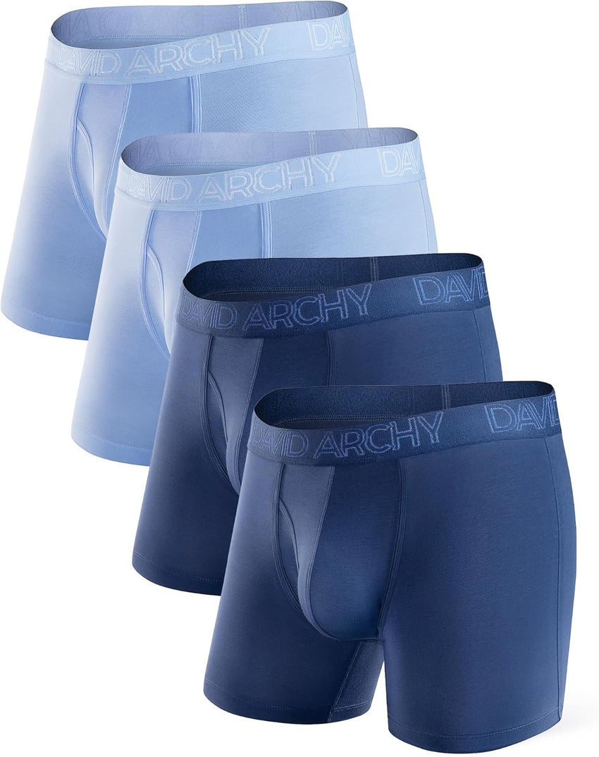 DAVID ARCHY Mens Underwear Boxer Briefs Breathable Soft Moisture-Wicking with Fly Underwear for Men Multipack