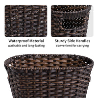 GRANNY SAYS Wicker Trash Can, Bathroom Trash Can with Handles, Wicker Waste Basket for Bathroom, Waste Basket for Bedroom, Decorative Wicker Wastebasket, 19 Liters/5 Gallons, 1-Pack Dark Brown