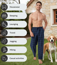DAVID ARCHY Mens Pajama Pants Soft Cotton Plaid Sleepwear, Comfy Lounge Woven Pajamas Bottoms PJ Pant for Men, 3 pack
