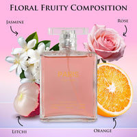 NovoGlow Paris For Her Eau de Parfum Spray Perfume, Fragrance For Women-Daywear, Casual Daily Cologne Set with Deluxe Suede Pouch- 3.4 Oz Bottle- Ideal EDT Beauty Gift for Birthday, Anniversary (3.4)