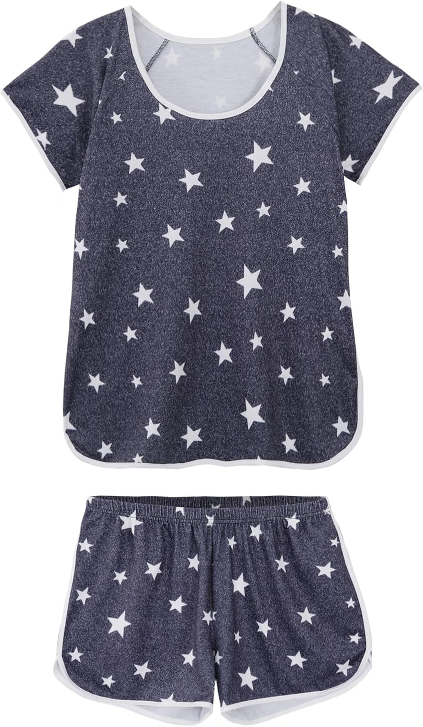 Hilinker Womens Sexy Pajama Set Ruched Lace Trim Cami and Shorts Summer Cute Pjs 2 Piece