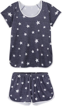 Hilinker Womens Sexy Pajama Set Ruched Lace Trim Cami and Shorts Summer Cute Pjs 2 Piece