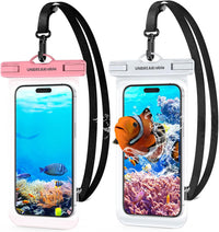 UNBREAKcable Waterproof Phone Pouch-2 Pack IPX8 Waterproof Phone Case for iPhone 16 15 14 13 12 11 Pro Max & Samsung S25 S24 S23-Dry Bag & Travel Essentials for Beach, Pool, Kayak & Cruise-7" Black