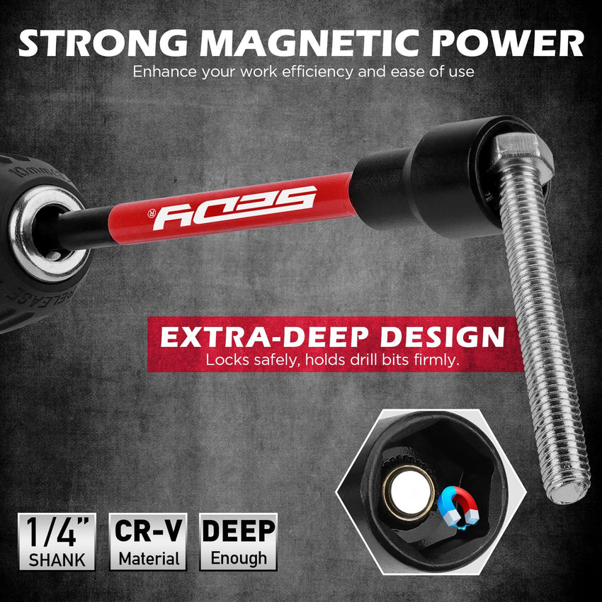 80-Piece Premium Magnetic Impact Nut Driver Set Metric & SAE with Socket Adapters, Bit Holder, Wing Nut Driver, Universal Sockets, Quick Release Extension, Power Bits