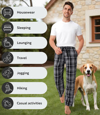 DAVID ARCHY Mens Pajama Pants Soft Cotton Plaid Sleepwear, Comfy Lounge Woven Pajamas Bottoms PJ Pant for Men, 3 pack