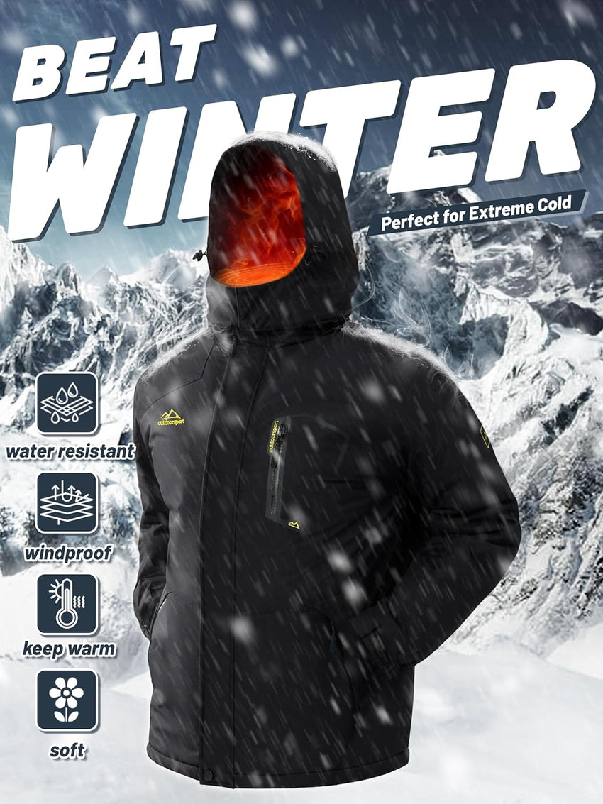 7DAY'S Men's Winter Skiing Jackets Water Resistant Fleece Coats Insulated Thermal Snowboard Jacket Parka Raincoat with Hood