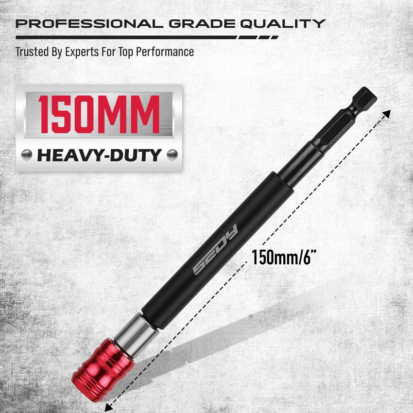 5-Piece 2", 4", 6", 12", 17" Extra Long Magnetic Screwdriver Bit Holders, 1/4 Inch Hex Shank Quick Release Extension Adapter, Durable CR-V Steel, Universal Fit for Impact Driver Bits