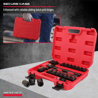 29-Piece 1/2" Drive Impact Socket Set, SAE (3/8 to 1 inch) and Metric (10-24mm) Sizes with Extension Bars Standard Deep Socket Set CR-V Material High Durability Impact Wrench