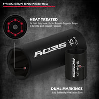 29-Piece 1/2" Drive Impact Socket Set, SAE (3/8 to 1 inch) and Metric (10-24mm) Sizes with Extension Bars Standard Deep Socket Set CR-V Material High Durability Impact Wrench