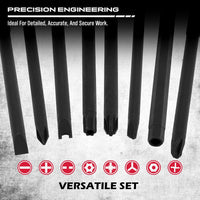 Extra Long Security Bit Set: 32-Piece S2 Steel Screwdriver Drill Bits for Tamper-Proof Screws, 6" Torx, PoziDriv, Spanner, Tri-Wing - Universal 1/4" Hex Shank for Electric, Impact Drills