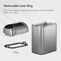 EKO Astro Slim Sensor Trash Can, 10L / 2.6 Gallon Touchless Garbage Bin with Soft-Close Butterfly Lid, Motion Sensor Stainless Steel Trash Can for Bathroom, Kitchen and Office, Waterproof