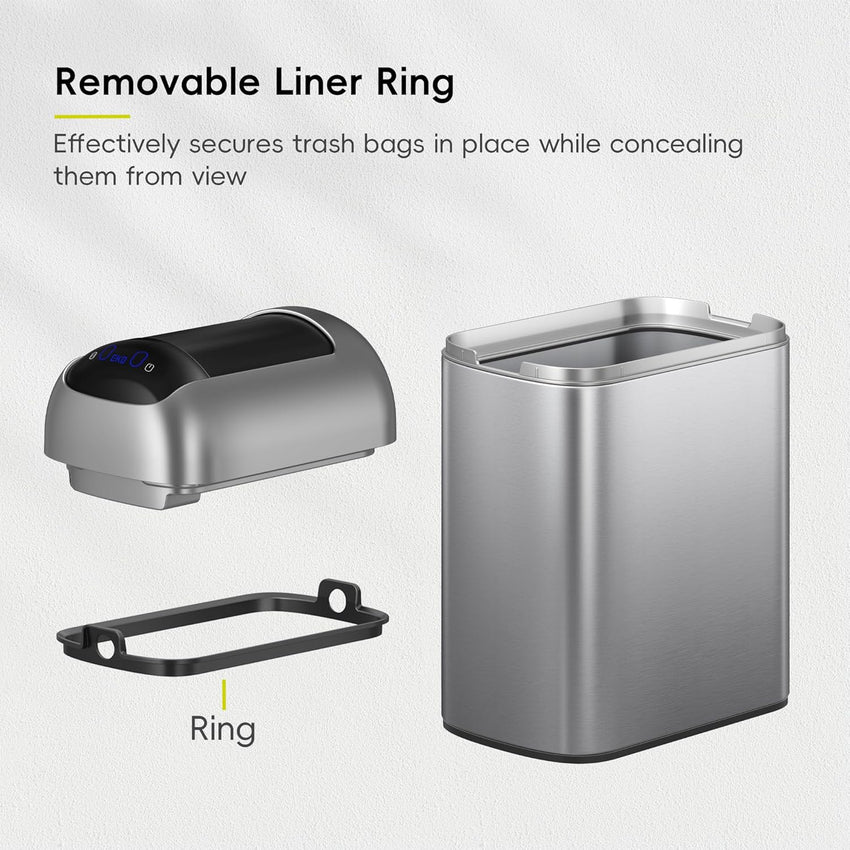EKO Astro Slim Sensor Trash Can, 10L / 2.6 Gallon Touchless Garbage Bin with Soft-Close Butterfly Lid, Motion Sensor Stainless Steel Trash Can for Bathroom, Kitchen and Office, Waterproof