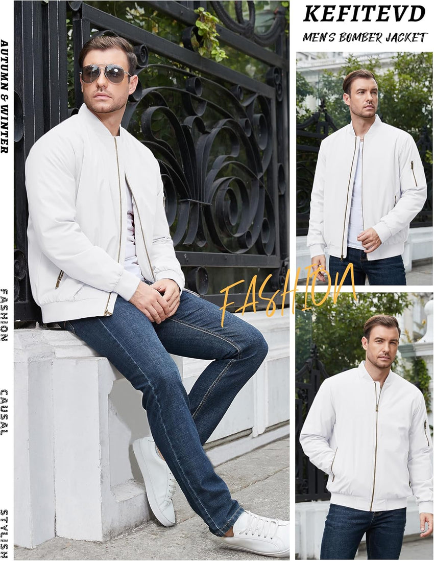 7DAY'S Men's Jacket Casual Windproof Bomber Jackets Full Zip Windbreaker Warm Winter Padded Coats