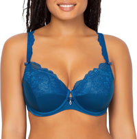 Curvy Couture Womens Tulip Strappy Lace Push-up Bra
