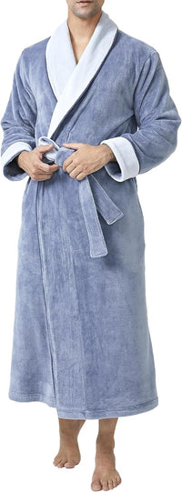 DAVID ARCHY Men's Soft Fleece Plush Robe Full Length Long Bathrobe