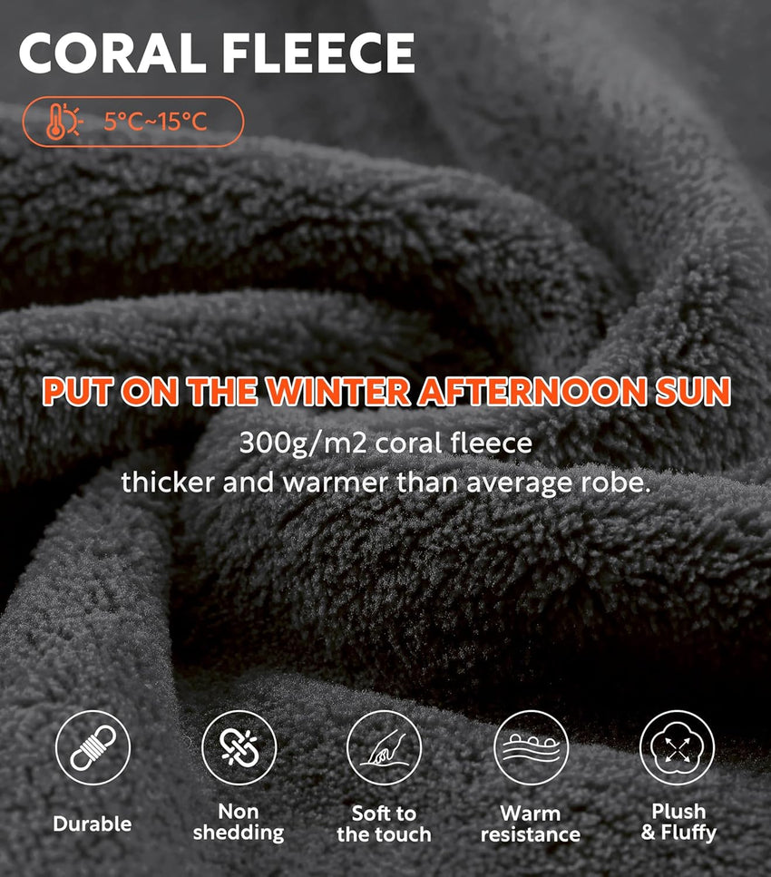 DAVID ARCHY Men's Soft Fleece Plush Robe Full Length Long Bathrobe