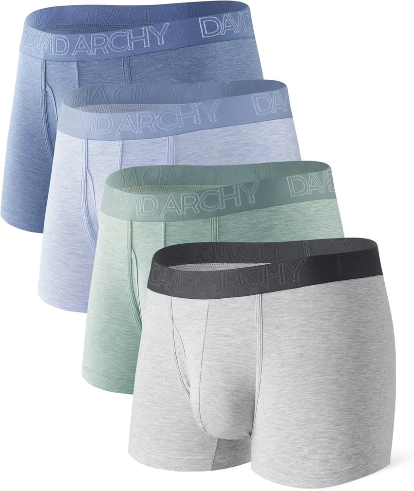 DAVID ARCHY Mens Underwear Boxer Briefs Breathable Soft Moisture-Wicking with Fly Underwear for Men Multipack