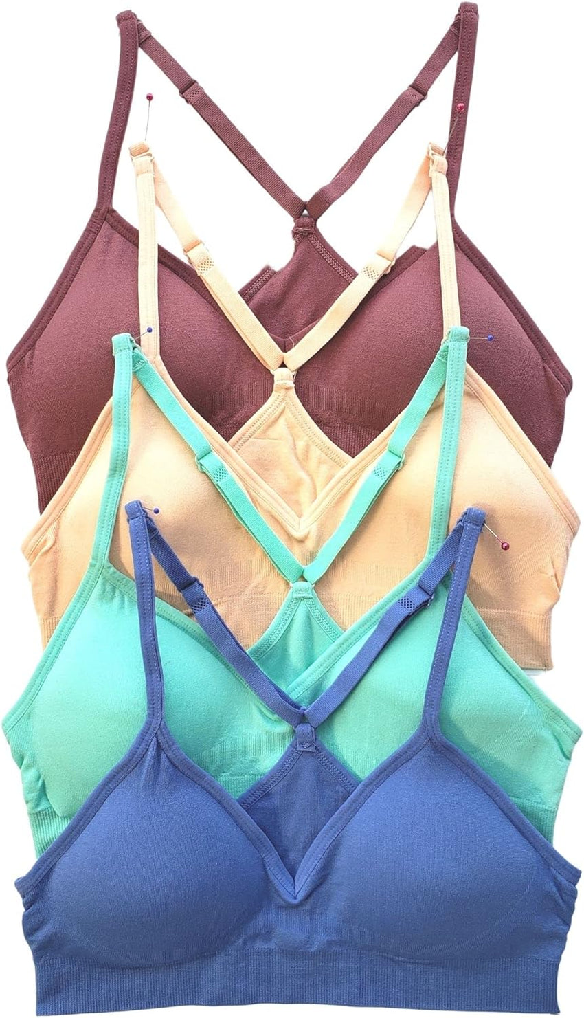 Kalon Women’s 4 Pack Racerback Sports Bralette Seamless Wireless Comfort Bra