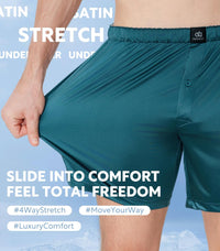 DAVID ARCHY Stretch Satin Boxers for Men, Silk Feeling Boxer Shorts, Breathable Loose Men's Underwear for Sleep 3 Pack