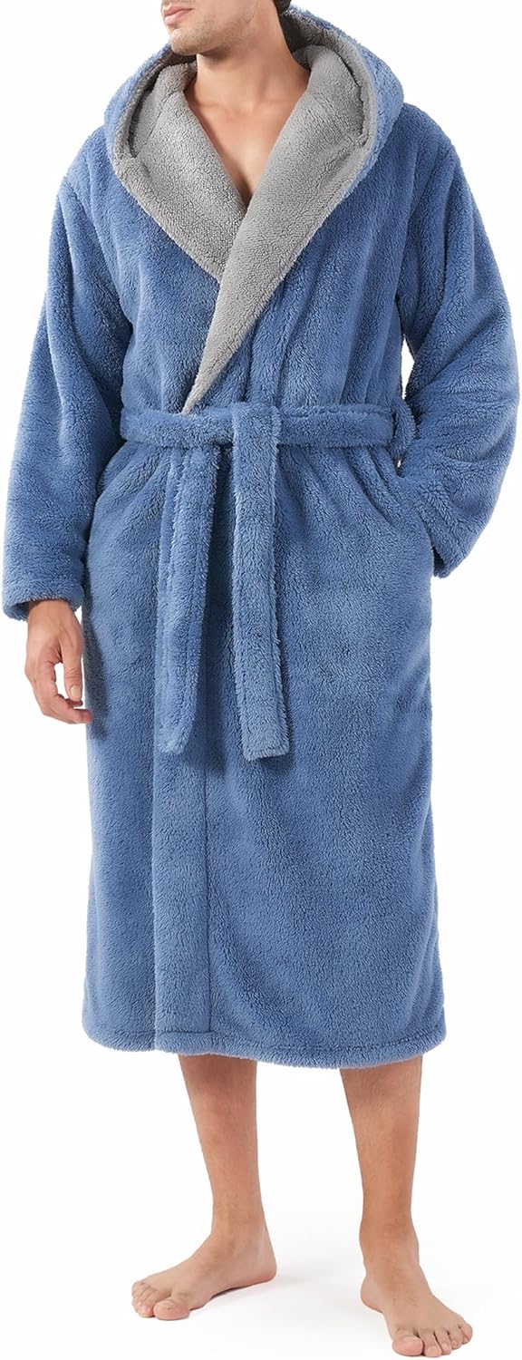 DAVID ARCHY Men's Soft Fleece Plush Robe Full Length Long Bathrobe