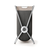 simplehuman single x-frame laundry hamper, 100% recycled polyester removable laundry baskets with easy carry handles, heavy-gauge steel frame, chrome, 65L