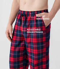 DAVID ARCHY Men's Flannel Pajama Pants, Soft & Cozy Cotton Pajama Pants, Lightweight Plaid Pants for Men with Pockets 2-Pack