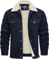 7DAY'S Men's Corduroy Jacket Fleece Sherpa Lined Winter Coats Warm Cotton Casual Trucker Cargo Jacket with Multi Pockets