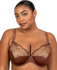 Curvy Couture Womens Tulip Strappy Lace Push-up Bra