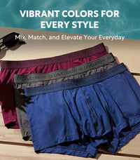 DAVID ARCHY Men's Underwear Ultra Soft Modal Dual Pouch Trunks Ball Pouch Bulge Enhancing Boxer Briefs for Men 3 or 4 Pack