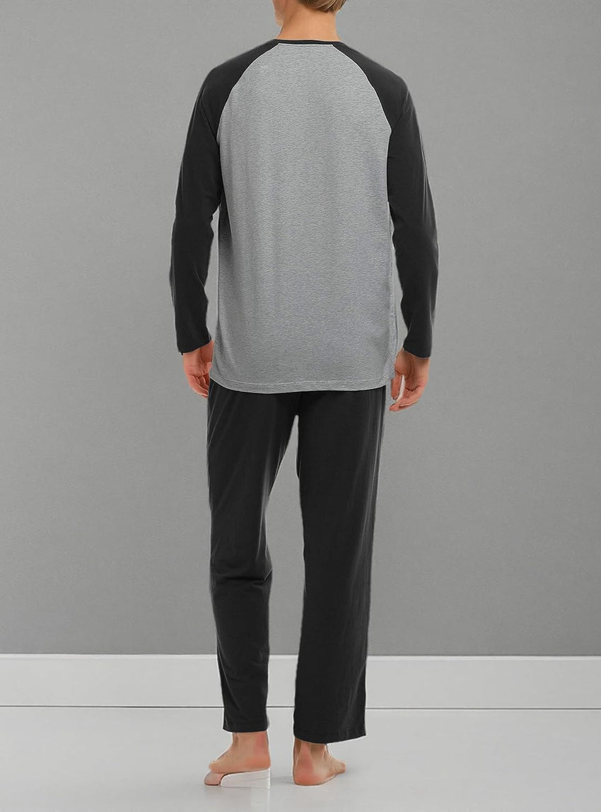 DAVID ARCHY Mens Pajamas Set - Soft Pj Sets for Men Long Sleeve Pajamas Men Cotton Mens Pjs Sets Loungewear with Pockets