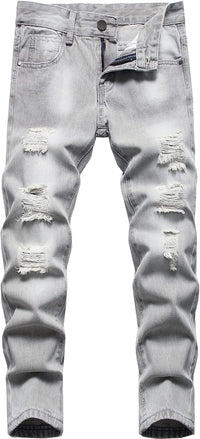 FREDD MARSHALL Boy's Skinny Fit Ripped Destroyed Distressed Fashion Kids Denim Jeans Pants