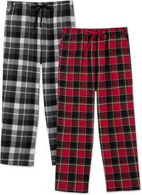 DAVID ARCHY Men's Flannel Pajama Pants, Soft & Cozy Cotton Pajama Pants, Lightweight Plaid Pants for Men with Pockets 2-Pack