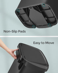 SONGMICS Kitchen Trash Can, 18-Gallon Stainless Steel Garbage Can, with Stay-Open Lid and Step-on Pedal, Soft Closure, Tall, Large and Space-Saving, Black ULTB520B68