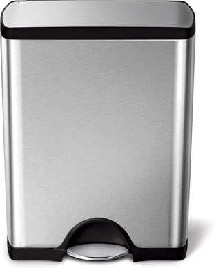 simplehuman 50 Liter / 13.0 Gallon Rectangular Kitchen Step Trash Can, Brushed Stainless Steel