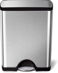 simplehuman 50 Liter / 13.0 Gallon Rectangular Kitchen Step Trash Can, Brushed Stainless Steel