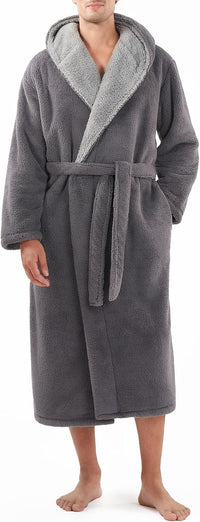 DAVID ARCHY Men's Soft Fleece Plush Robe Full Length Long Bathrobe