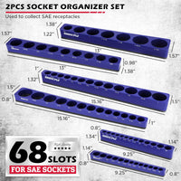 Magnetic Socket Holder Organizer Set: 6-Piece Detachable 1/2 3/8 1/4 Drive Sockets Storage Tray Magnetic Socket Organizer Tool Box Drawer Tool Box Organizers Storage Metric SAE (Sockets Not Included)