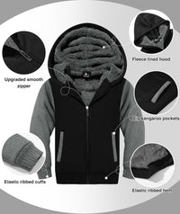 SWISSWELL Hooded Jacket for Boys Full Zip Ultra Soft Sherpa Fleece Hoodie Sweatshirt for Kids School Hooded Outerwear