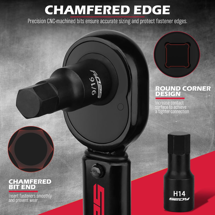 Hex Bit Impact Socket Set: 36-Piece with 4 Adapters, 1/4" 3/8" 1/2" Drive Master Allen Impact Socket Set, SAE and Metric, H5-H19 & 3/4"-5/64", Heavy Duty Storage Case, Automotive Mechanic