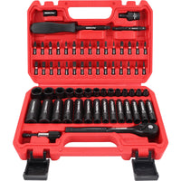 29-Piece 1/2" Drive Impact Socket Set, SAE (3/8 to 1 inch) and Metric (10-24mm) Sizes with Extension Bars Standard Deep Socket Set CR-V Material High Durability Impact Wrench