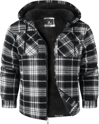 GEEK LIGHTING Men's Flannel Shirts Jacket Sherpa Lined Fleece Plaid Hoodie Long Sleeve Winter Warm Coat