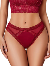 Avidlove Womens Underwear Sexy Lace Panties Low Rise Thong Bikini with Criss Cross Back Breathable Tangas 1-3 Packs