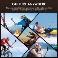 ATUMTEK 45" Invisible Selfie Stick, 1/4" Extended Monopod Pole, Solid and Compact Design for Insta360, for GoPro, DJI, Action Camera (Buckle Mount for GoPro and Wrist Strap Included)