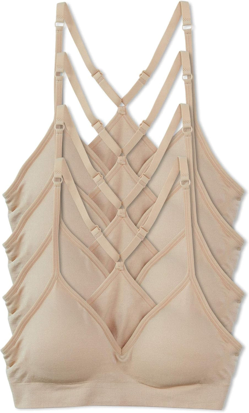 Kalon Women’s 4 Pack Racerback Sports Bralette Seamless Wireless Comfort Bra